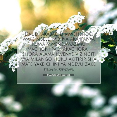 Picture 07 - 1 Samweli 21:13 SWHULB - Daudi akabadili mwenendo wake mbele yao na - Bible Verse Picture