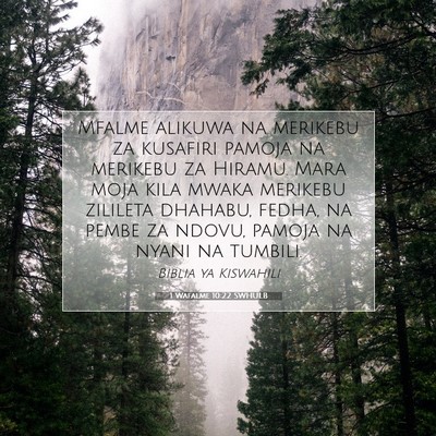 Picture 07 - 1 Wafalme 10:22 SWHULB - Mfalme alikuwa na merikebu za kusafiri pamoja na - Bible Verse Picture