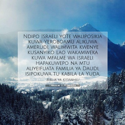Picture 07 - 1 Wafalme 12:20 SWHULB - Ndipo Israeli yote waliposikia kuwa Yeroboamu - Bible Verse Picture