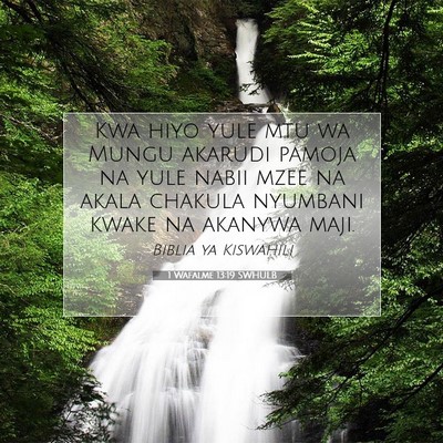 Picture 07 - 1 Wafalme 13:19 SWHULB - Kwa hiyo yule mtu wa Mungu akarudi pamoja na yule - Bible Verse Picture