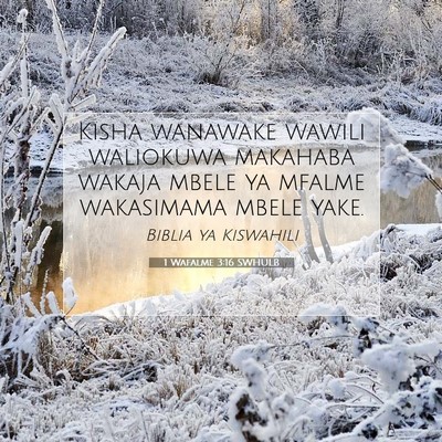 Picture 07 - 1 Wafalme 3:16 SWHULB - Kisha wanawake wawili waliokuwa makahaba wakaja - Bible Verse Picture