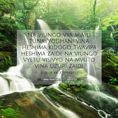 Picture 07 - 1 Wakorintho 12:23 SWHULB - Na viungo vya mwili tunavyodhani vina heshima - Bible Verse Picture