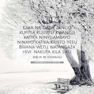 Picture 07 - 1 Wakorintho 15:31 SWHULB - Kaka na dada zangu, kupitia kujisifu kwangu - Bible Verse Picture