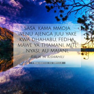 Picture 07 - 1 Wakorintho 3:12 SWHULB - Sasa, kama mmoja wenu ajenga juu yake kwa - Bible Verse Picture