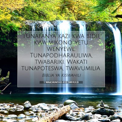 Picture 07 - 1 Wakorintho 4:12 SWHULB - Tunafanya kazi kwa bidii, kwa mikono yetu - Bible Verse Picture