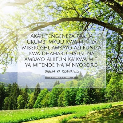 Picture 07 - 2 Nyakati 3:5 SWHULB - Akailitengeneza paa la ukumbi mkuu kwa miti ya - Bible Verse Picture