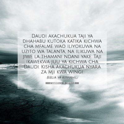 Picture 07 - 2 Samweli 12:30 SWHULB - Daudi akachukua taji ya dhahabu kutoka katika - Bible Verse Picture