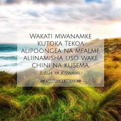 Picture 07 - 2 Samweli 14:4 SWHULB - Wakati mwanamke kutoka Tekoa alipoongea na - Bible Verse Picture