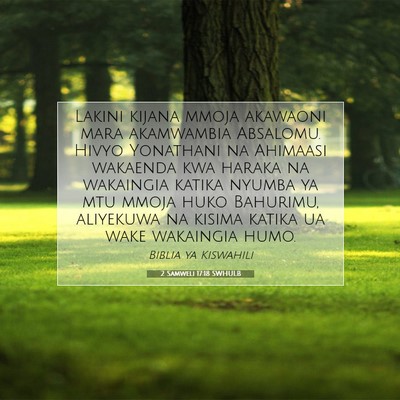 Picture 07 - 2 Samweli 17:18 SWHULB - Lakini kijana mmoja akawaoni mara akamwambia - Bible Verse Picture