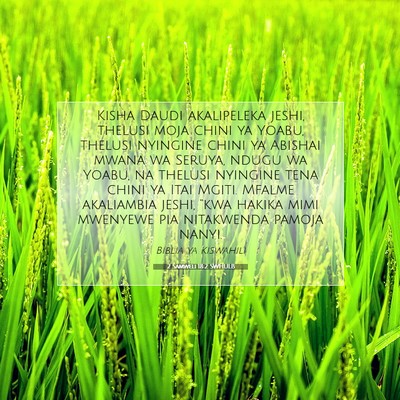 Picture 07 - 2 Samweli 18:2 SWHULB - Kisha Daudi akalipeleka jeshi, thelusi moja chini - Bible Verse Picture