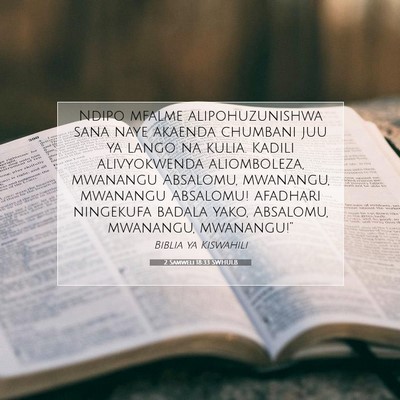 Picture 07 - 2 Samweli 18:33 SWHULB - Ndipo mfalme alipohuzunishwa sana naye akaenda - Bible Verse Picture