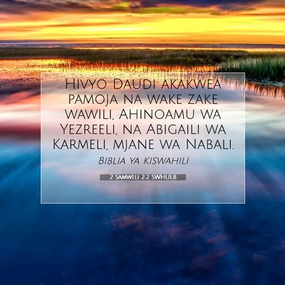 Picture 07 - 2 Samweli 2:2 SWHULB - Hivyo Daudi akakwea pamoja na wake zake wawili, - Bible Verse Picture