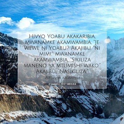Picture 07 - 2 Samweli 20:17 SWHULB - Hivyo Yoabu akakaribia, mwanamke akamwambia, - Bible Verse Picture