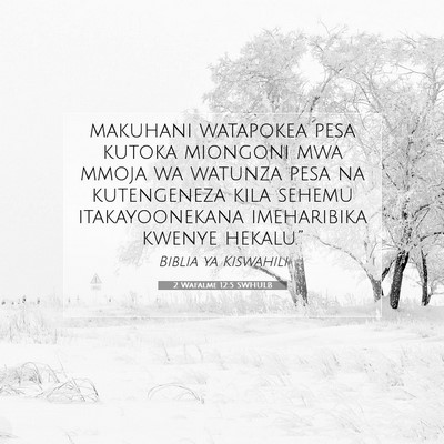 Picture 07 - 2 Wafalme 12:5 SWHULB - makuhani watapokea pesa kutoka miongoni mwa mmoja - Bible Verse Picture