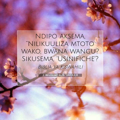 Picture 07 - 2 Wafalme 4:28 SWHULB - Ndipo aksema, “Nilikuuliza mtoto wako, bwana - Bible Verse Picture