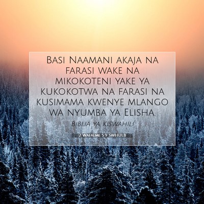 Picture 07 - 2 Wafalme 5:9 SWHULB - Basi Naamani akaja na farasi wake na mikokoteni - Bible Verse Picture