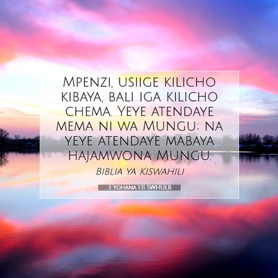 Picture 07 - 3 Yohana 1:11 SWHULB - Mpenzi, usiige kilicho kibaya, bali iga kilicho - Bible Verse Picture