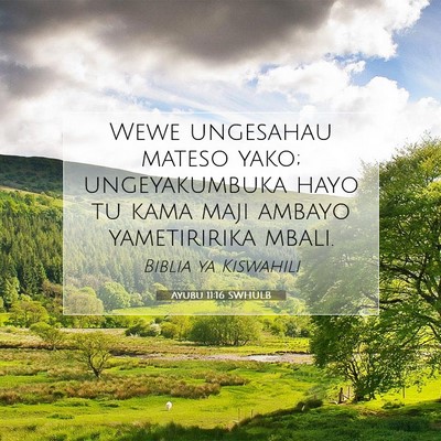 Picture 07 - Ayubu 11:16 SWHULB - Wewe ungesahau mateso yako; ungeyakumbuka hayo tu - Bible Verse Picture