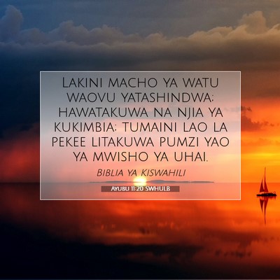 Picture 07 - Ayubu 11:20 SWHULB - Lakini macho ya watu waovu yatashindwa; - Bible Verse Picture