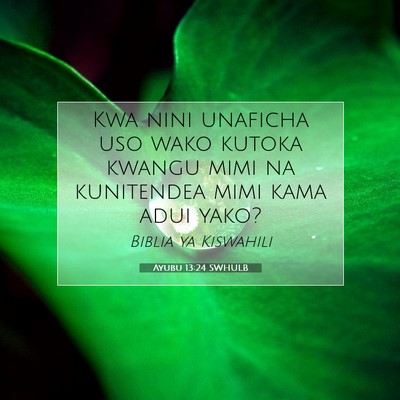 Picture 07 - Ayubu 13:24 SWHULB - Kwa nini unaficha uso wako kutoka kwangu mimi na - Bible Verse Picture