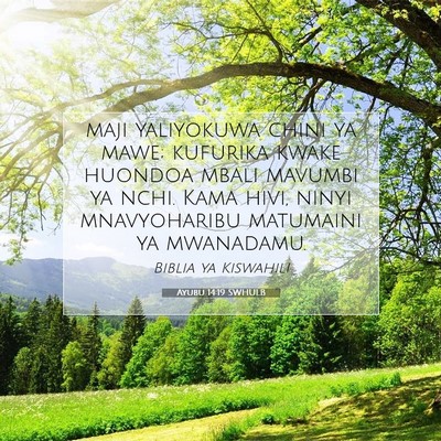 Picture 07 - Ayubu 14:19 SWHULB - maji yaliyokuwa chini ya mawe; kufurika kwake - Bible Verse Picture