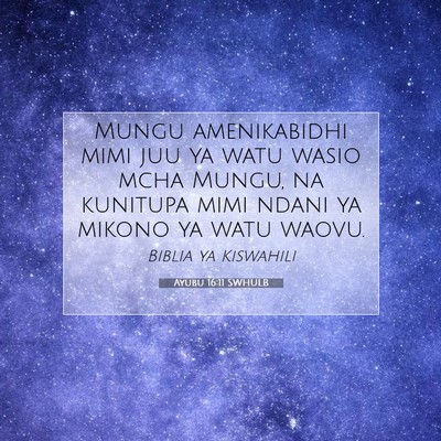 Picture 07 - Ayubu 16:11 SWHULB - Mungu amenikabidhi mimi juu ya watu wasio mcha - Bible Verse Picture