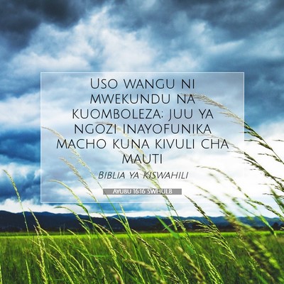 Picture 07 - Ayubu 16:16 SWHULB - Uso wangu ni mwekundu na kuomboleza; juu ya ngozi - Bible Verse Picture