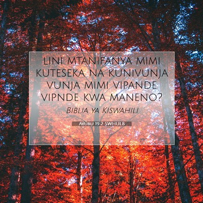 Picture 07 - Ayubu 19:2 SWHULB - lini mtanifanya mimi kuteseka na kunivunja vunja - Bible Verse Picture