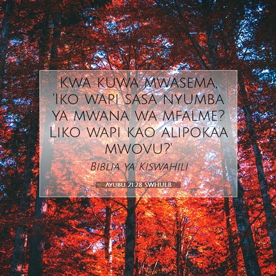 Picture 07 - Ayubu 21:28 SWHULB - Kwa kuwa mwasema, 'Iko wapi sasa nyumba ya mwana - Bible Verse Picture