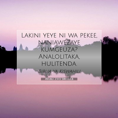 Picture 07 - Ayubu 23:13 SWHULB - Lakini yeye ni wa pekee, naniawezaye kumgeuza? - Bible Verse Picture
