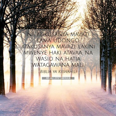 Picture 07 - Ayubu 27:17 SWHULB - na kukusanya mavazi kama udongo, atakusanya - Bible Verse Picture