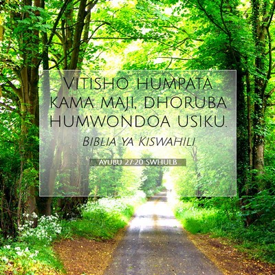 Picture 07 - Ayubu 27:20 SWHULB - Vitisho humpata kama maji, dhoruba humwondoa - Bible Verse Picture