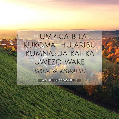 Picture 07 - Ayubu 27:22 SWHULB - Humpiga bila kukoma; hujaribu kumnasua katika - Bible Verse Picture