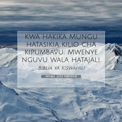 Picture 07 - Ayubu 35:13 SWHULB - Kwa hakika Mungu hatasikia kilio cha kipumbavu; - Bible Verse Picture