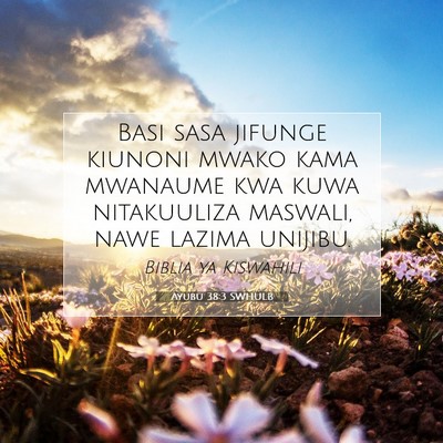 Picture 07 - Ayubu 38:3 SWHULB - Basi sasa jifunge kiunoni mwako kama mwanaume kwa - Bible Verse Picture