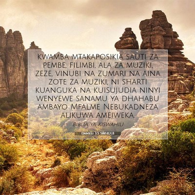 Picture 07 - Danieli 3:5 SWHULB - kwamba mtakaposikia sauti za pembe, filimbi, ala - Bible Verse Picture