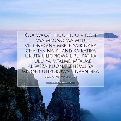 Picture 07 - Danieli 5:5 SWHULB - Kwa wakati huo huo vidole vya mkono wa mtu - Bible Verse Picture