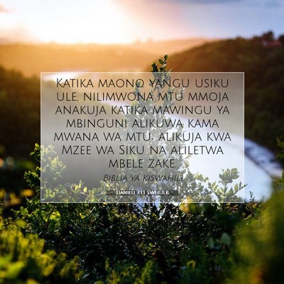 Picture 07 - Danieli 7:13 SWHULB - Katika maono yangu usiku ule, nilimwona mtu mmoja - Bible Verse Picture