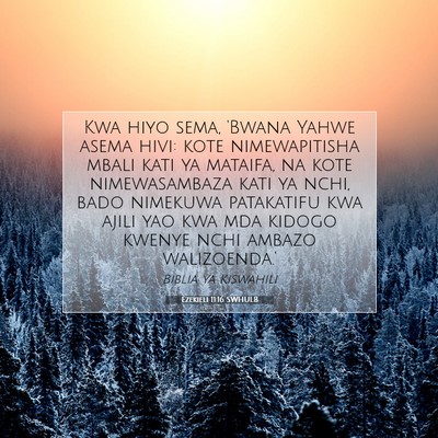 Picture 07 - Ezekieli 11:16 SWHULB - Kwa hiyo sema, 'Bwana Yahwe asema hivi: kote - Bible Verse Picture