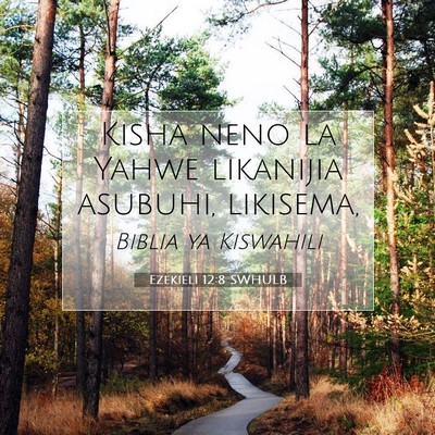 Picture 07 - Ezekieli 12:8 SWHULB - Kisha neno la Yahwe likanijia asubuhi, - Bible Verse Picture