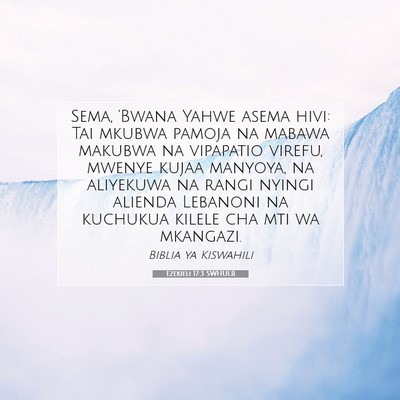 Picture 07 - Ezekieli 17:3 SWHULB - Sema, 'Bwana Yahwe asema hivi: Tai mkubwa pamoja - Bible Verse Picture