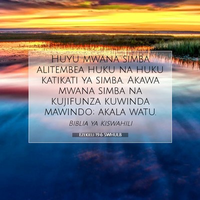 Picture 07 - Ezekieli 19:6 SWHULB - Huyu mwana simba alitembea huku na huku katikati - Bible Verse Picture
