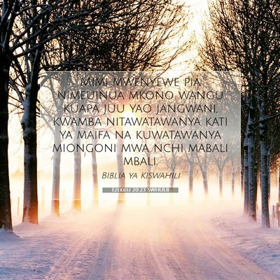 Picture 07 - Ezekieli 20:23 SWHULB - Mimi mwenyewe pia nimeuinua mkono wangu kuapa juu - Bible Verse Picture