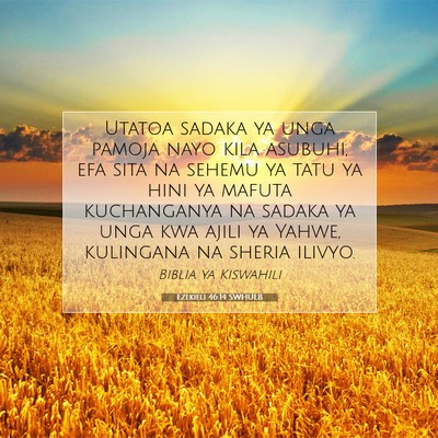 Picture 07 - Ezekieli 46:14 SWHULB - Utatoa sadaka ya unga pamoja nayo kila asubuhi, - Bible Verse Picture