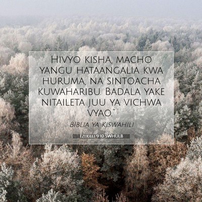 Picture 07 - Ezekieli 9:10 SWHULB - Hivyo kisha, macho yangu hataangalia kwa huruma, - Bible Verse Picture