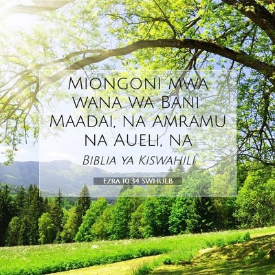 Picture 07 - Ezra 10:34 SWHULB - Miongoni mwa wana wa Bani: Maadai, na Amramu na - Bible Verse Picture