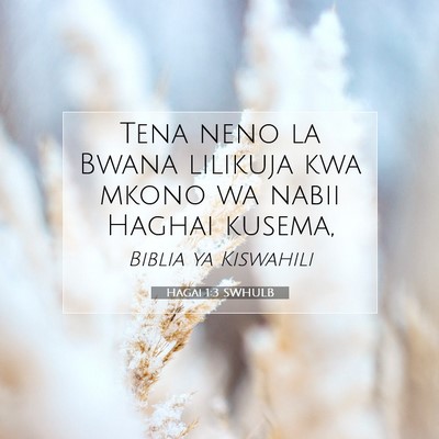 Picture 07 - Hagai 1:3 SWHULB - Tena neno la Bwana lilikuja kwa mkono wa nabii - Bible Verse Picture