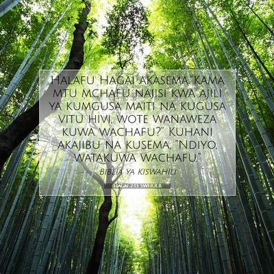 Picture 07 - Hagai 2:13 SWHULB - Halafu Hagai akasema.”Kama mtu mchafu najisi - Bible Verse Picture