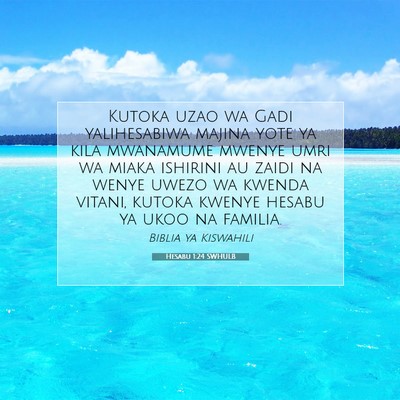 Picture 07 - Hesabu 1:24 SWHULB - Kutoka uzao wa Gadi yalihesabiwa majina yote ya - Bible Verse Picture
