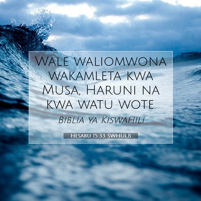 Picture 07 - Hesabu 15:33 SWHULB - Wale waliomwona wakamleta kwa Musa, Haruni na kwa - Bible Verse Picture
